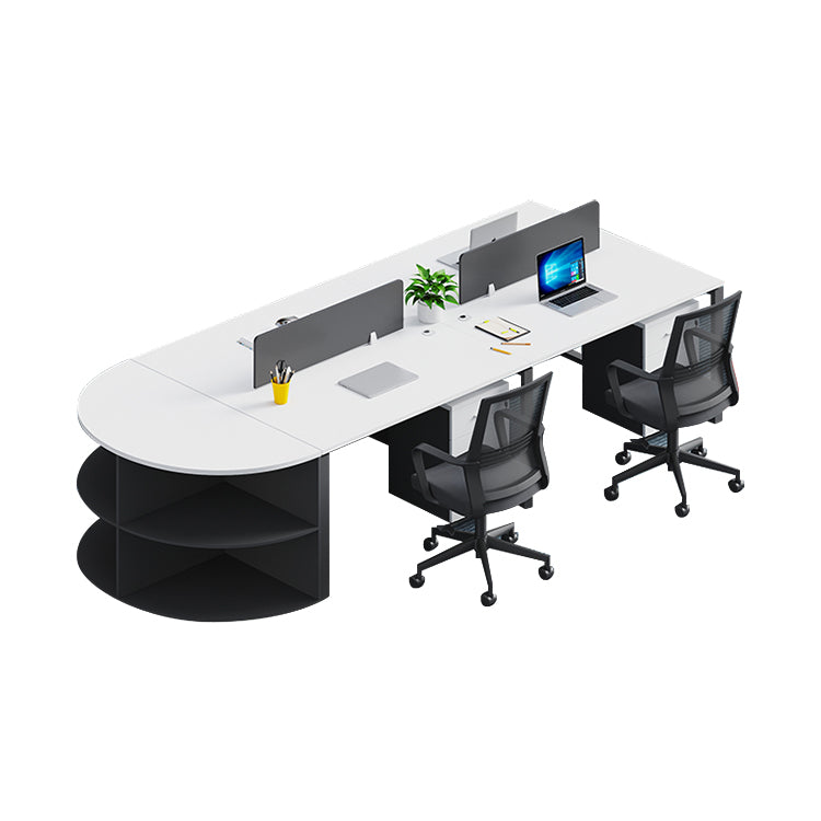 対面式 広い天板 収納機能 異形天板 トップパネル 事務机 オフィスデスク ワークデスク パソコンデスク 会社用 事務所用 シンプル ホワイト オーク カスタマイズ可能 BGZ-T107 tomokagu