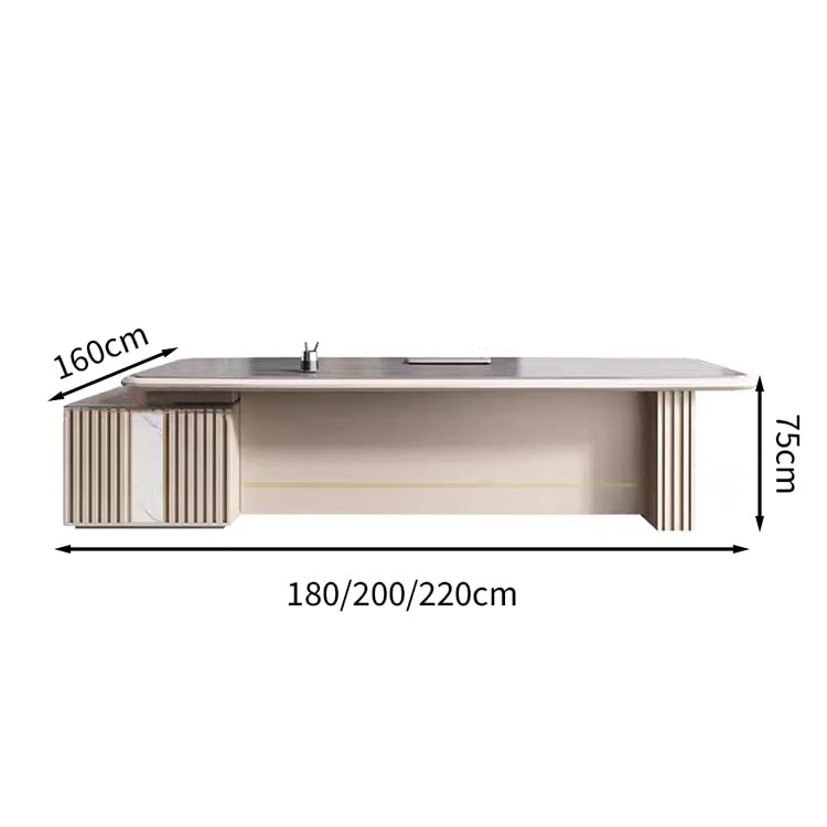 ワイヤリングBOXタイプ 配線孔あり 天板固定テーブル チェスト付き 引き出し付き 事務机 会社 事務所 エグゼクティブデスク 役員デスク カスタマイズ可能 LBZ-T059 tomokagu