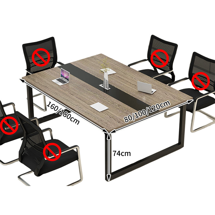 ミーティングテーブル 会議テーブル バイカラーデザイン 広々とした天板 メラミン化粧板 エコ素材 スチールフレーム 配線孔付き カスタマイズ可能 HYZ-T104