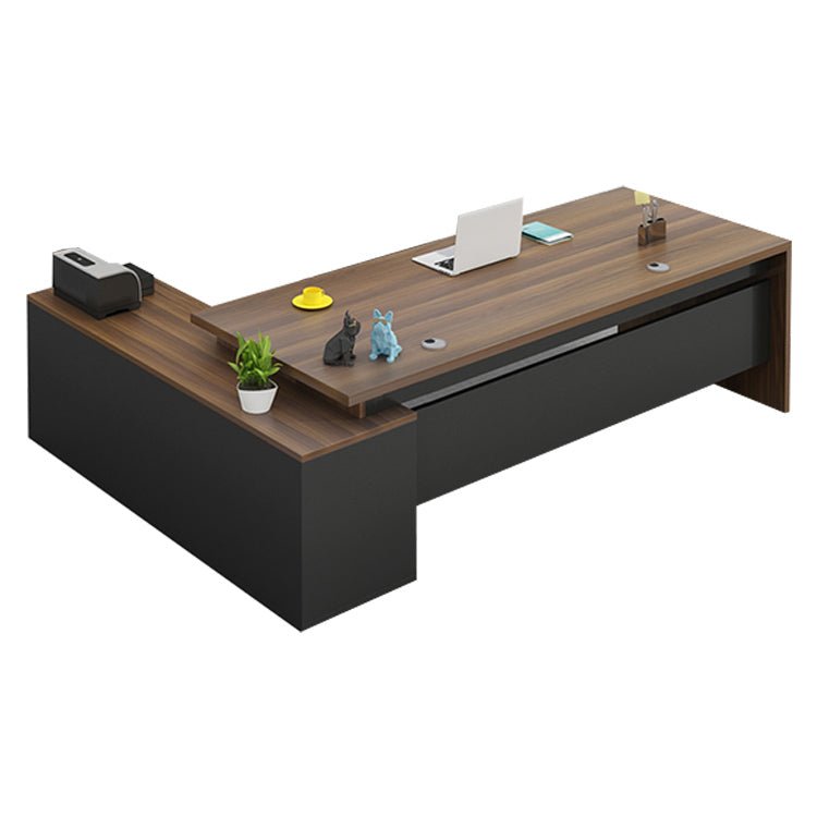 社長デスク エグゼクティブデスク オフィスデスク チェア 幕板付き 配線孔付き 機能性 キャビネット オープン収納 メラミン化粧板 エコ素材 高品質 LBZ - S011 - Kagushop