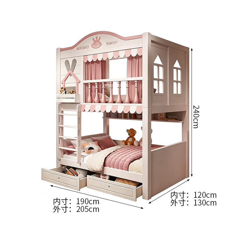 二段ベッド 子供用ベッド 収納付きベッド 木製ベッド 全周式安全柵 寝返り防止ガード 高い安全柵 子供部屋用 ホワイト シンプル SCC-S071