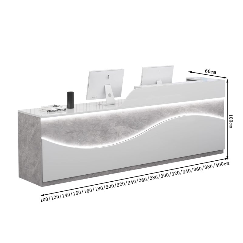 キーボードトレイ付き 収納機能 高級感 業務用 会社用 木製受付カウンター レセプションデスク レジカウンター 受付カウンター ホワイトマーブル JDT-T115 tomokagu