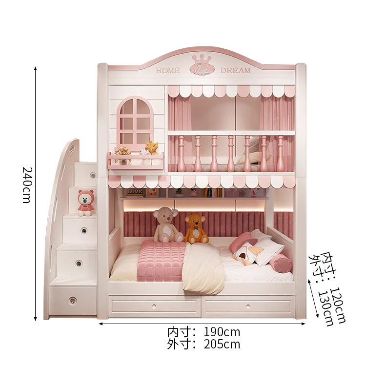 二段ベッド 子供用ベッド 収納付きベッド 木製ベッド 全周式安全柵 寝返り防止ガード 高い安全柵 子供部屋用 ホワイト シンプル SCC-S071