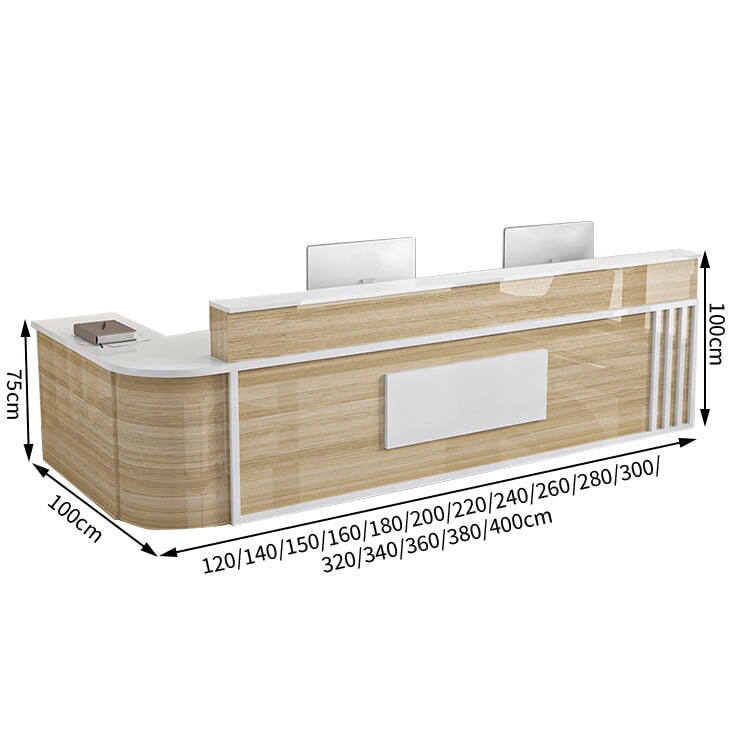 L型 焼け塗装 サイドキャビネット 配線穴付き 受付台 エントランス受付 レジカウンター カウンター モダン カスタマイズ可能 JDT-T007