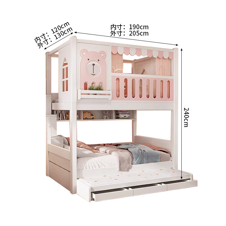 二段ベッド 子供用ベッド 木製ベッド キッズベッド 木製ベッド 全周式安全棚 収納ブックシェルフ付き 安全性抜群 シンプル ナチュラルウッド SCC-S069