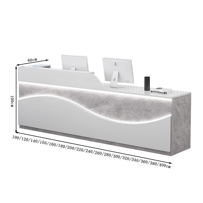キーボードトレイ付き 収納機能 高級感 業務用 会社用 木製受付カウンター レセプションデスク レジカウンター 受付カウンター ホワイトマーブル JDT-T115 tomokagu