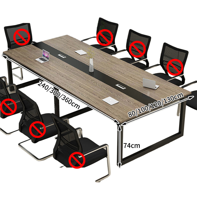 ミーティングテーブル 会議テーブル バイカラーデザイン 広々とした天板 メラミン化粧板 エコ素材 スチールフレーム 配線孔付き カスタマイズ可能 HYZ-T104