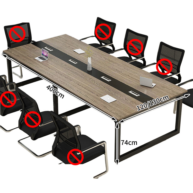 ミーティングテーブル 会議テーブル バイカラーデザイン 広々とした天板 メラミン化粧板 エコ素材 スチールフレーム 配線孔付き カスタマイズ可能 HYZ-T104