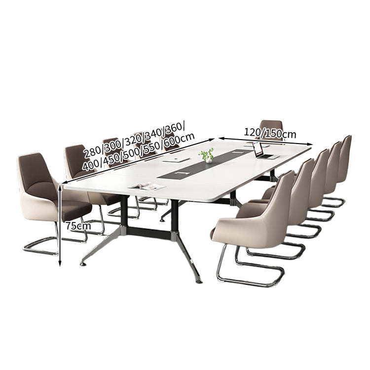 シンプル モダン スタイリッシュ 重厚感 木目調 配線ボックス 会議テーブル ミーティングテーブル メラミン化粧板 カスタマイズ可能 HYZ-T029