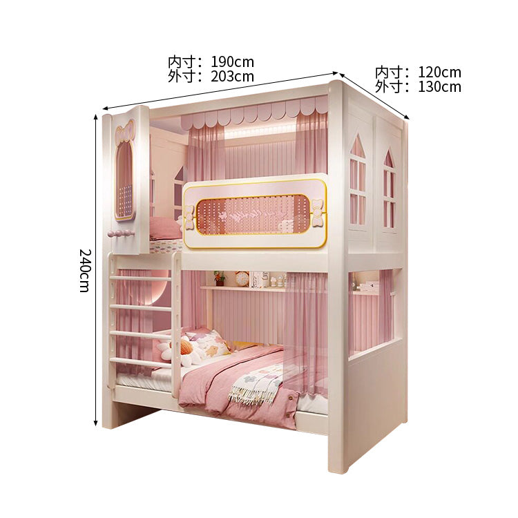 二段ベッド キッズベッド 収納付き二段ベッド 子供部屋用ベッド 全周式安全栅 落下防止設計 収納スペース付き モダンキッズデザイン ホワイト SCC-S072