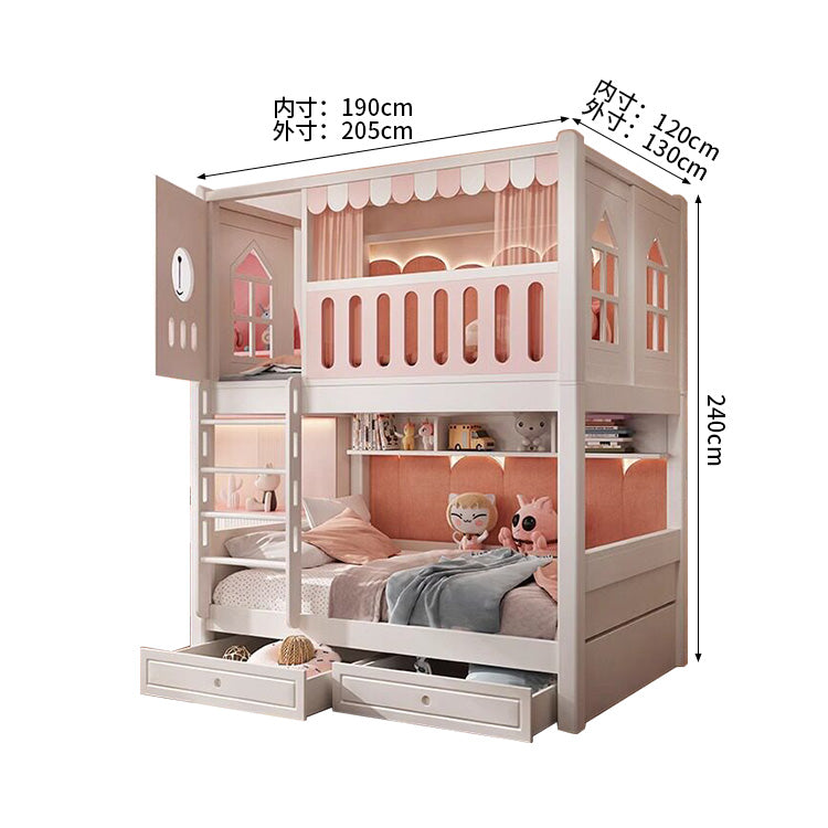 二段ベッド 子供用ベッド 木製ベッド キッズベッド 木製ベッド 全周式安全棚 収納ブックシェルフ付き 安全性抜群 シンプル ナチュラルウッド SCC-S069