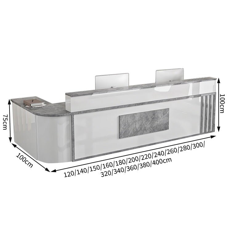 L型 焼け塗装 サイドキャビネット 配線穴付き 受付台 エントランス受付 レジカウンター カウンター モダン カスタマイズ可能 JDT-T007