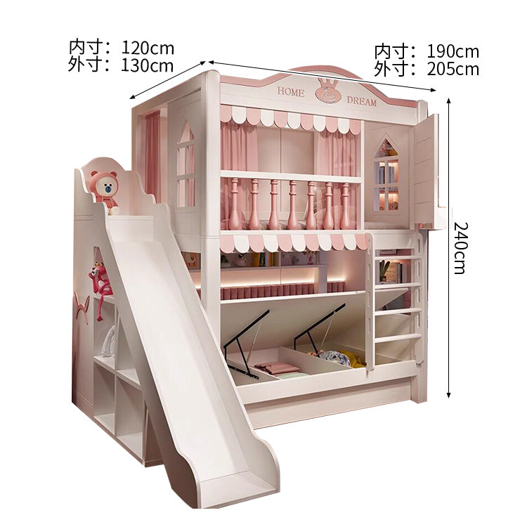 二段ベッド 子供用ベッド 収納付きベッド 木製ベッド 全周式安全柵 寝返り防止ガード 高い安全柵 子供部屋用 ホワイト シンプル SCC-S071
