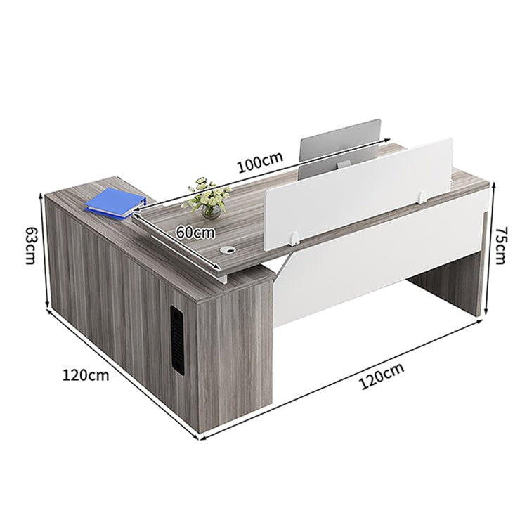 ダブル配線孔付き トップパネル付き サイドキャビネット付き 鍵付き 事務机 オフィスデスク ワークデスク パソコンデスク 会社用 事務所用 シンプル 木目調 BGZ-T082 tomokagu