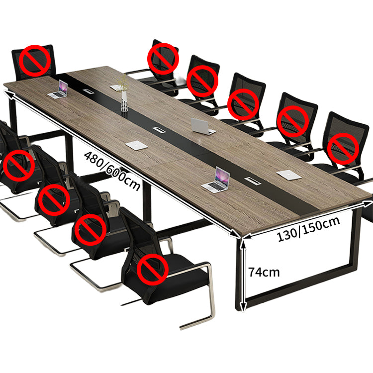 ミーティングテーブル 会議テーブル バイカラーデザイン 広々とした天板 メラミン化粧板 エコ素材 スチールフレーム 配線孔付き カスタマイズ可能 HYZ-T104