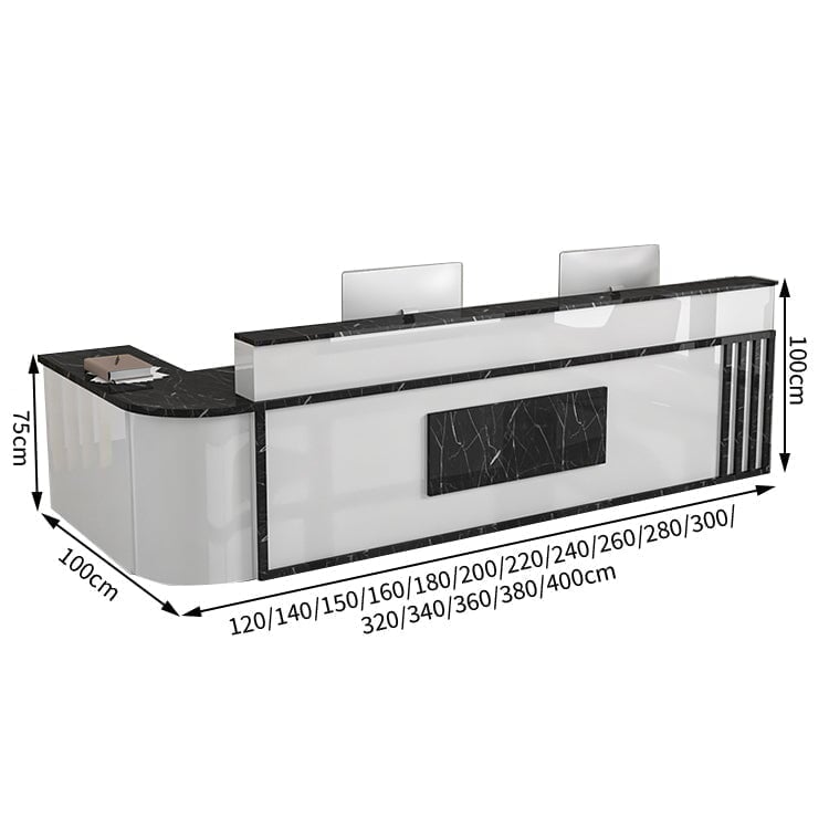 L型 焼け塗装 サイドキャビネット 配線穴付き 受付台 エントランス受付 レジカウンター カウンター モダン カスタマイズ可能 JDT-T007