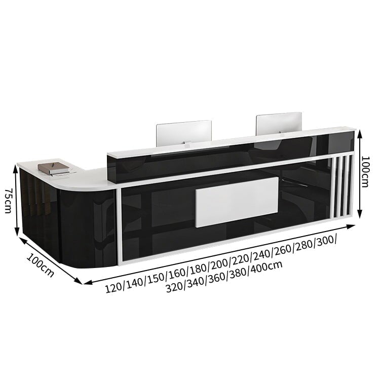 L型 焼け塗装 サイドキャビネット 配線穴付き 受付台 エントランス受付 レジカウンター カウンター モダン カスタマイズ可能 JDT-T007