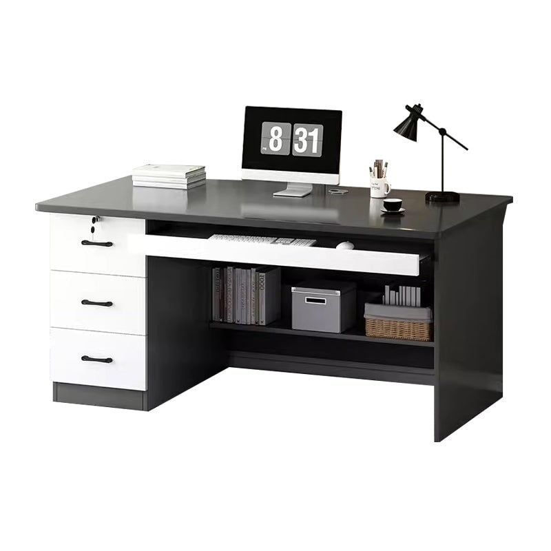 在宅ワーク用 引き出し付き 鍵付き PC収納 ワークデスク 天板固定デスク 長方形タイプ 会社用 事務所用 シンプル BGZ-T045 tomokagu