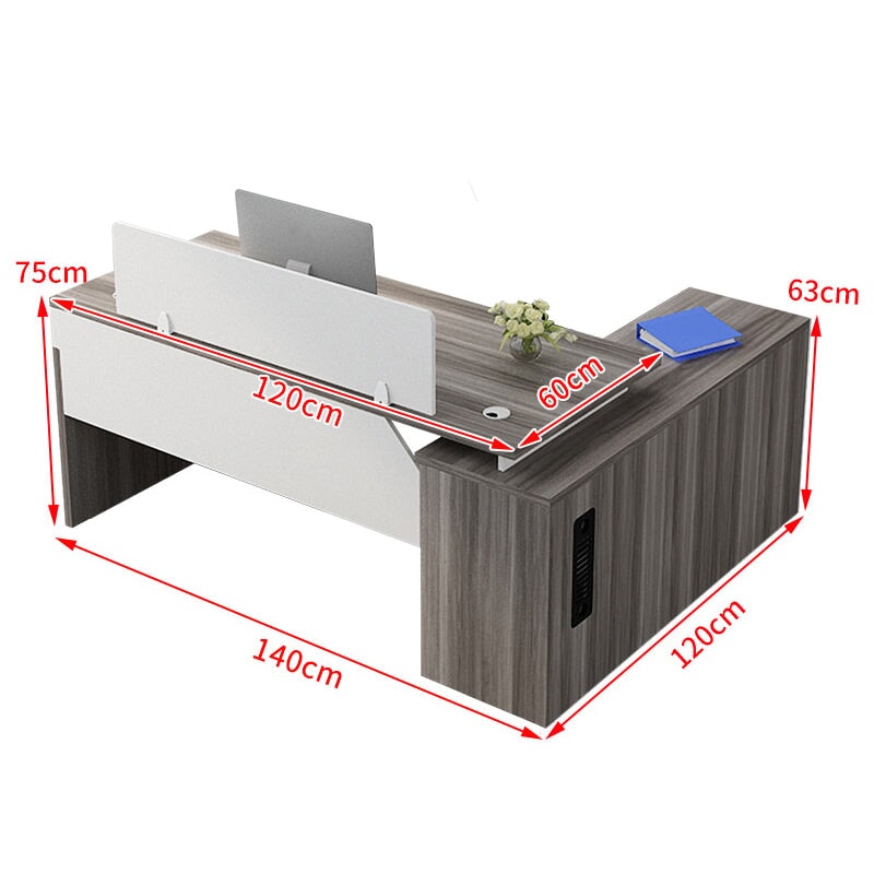ダブル配線孔付き トップパネル付き サイドキャビネット付き 鍵付き 事務机 オフィスデスク ワークデスク パソコンデスク 会社用 事務所用 シンプル 木目調 BGZ-T082 tomokagu