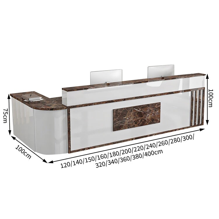 L型 焼け塗装 サイドキャビネット 配線穴付き 受付台 エントランス受付 レジカウンター カウンター モダン カスタマイズ可能 JDT-T007