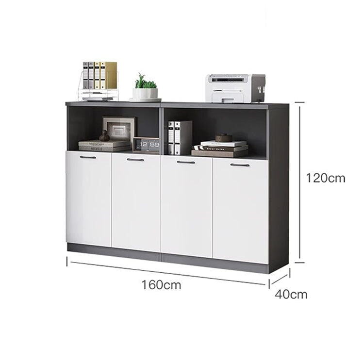 収納キャビネット 収納棚 収納ラック 整理棚 キャビネット オフィス用 リビング収納 扉付き 木製 ロータイプ ホワイト ウォールナット カスタマイズ可能 CWG-K012 - tomokagu