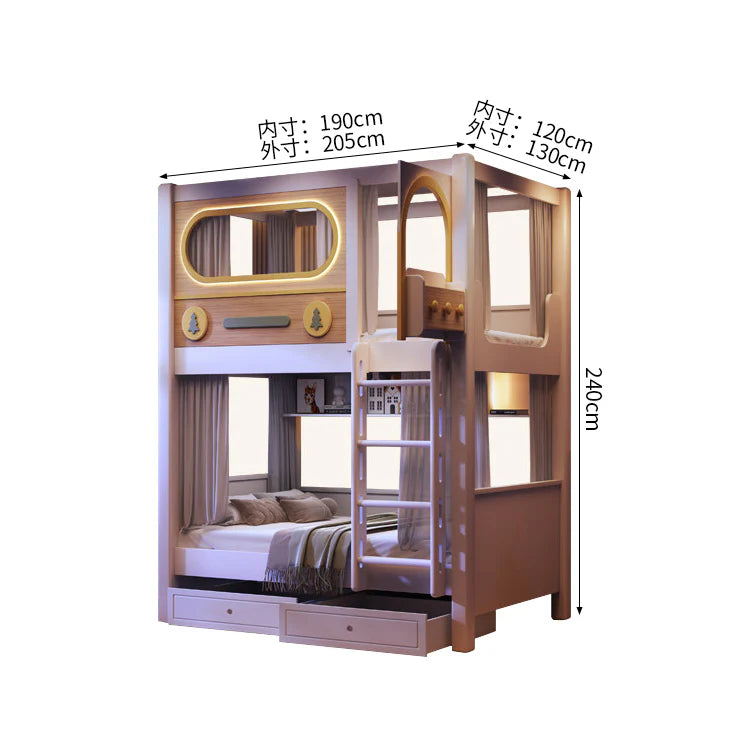 二段ベッド 子供用ベッド キッズベッド 木製ベッド 収納付きベッド 全周式安全柵 落下防止全方位保護設計 手すり穴あき加工 上質無垢フレーム ナチュラル シンプル モダン SCC-S075