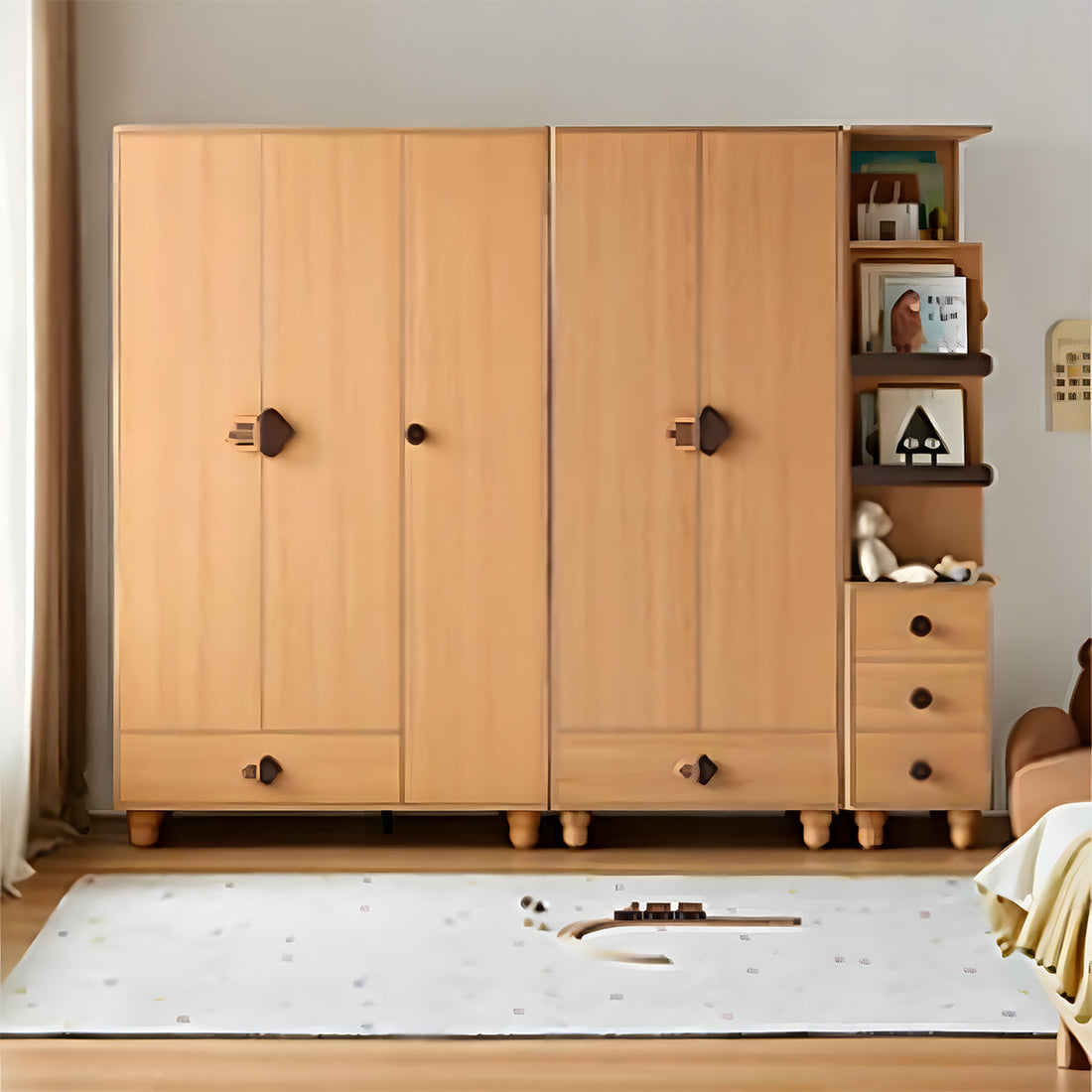 クローゼット 箪笥 押入れ 洋服箪笥 エコ素材 無垢材製脚 ゴム材 R加工 ナチュラル 多機能 カスタマイズ可能 YG-K032