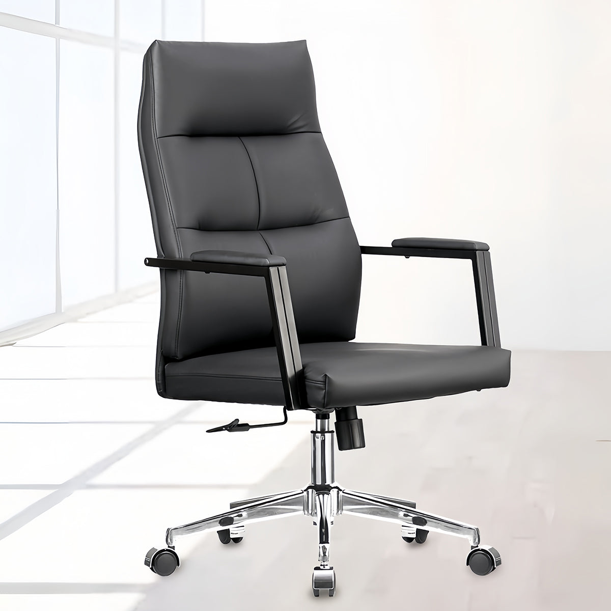 事務所椅子 作業用チェア シンプルチェア カーボンスチール オフィスチェア アジャスト 回転機能 昇降椅子 耐荷重 ブラック BGY-T132