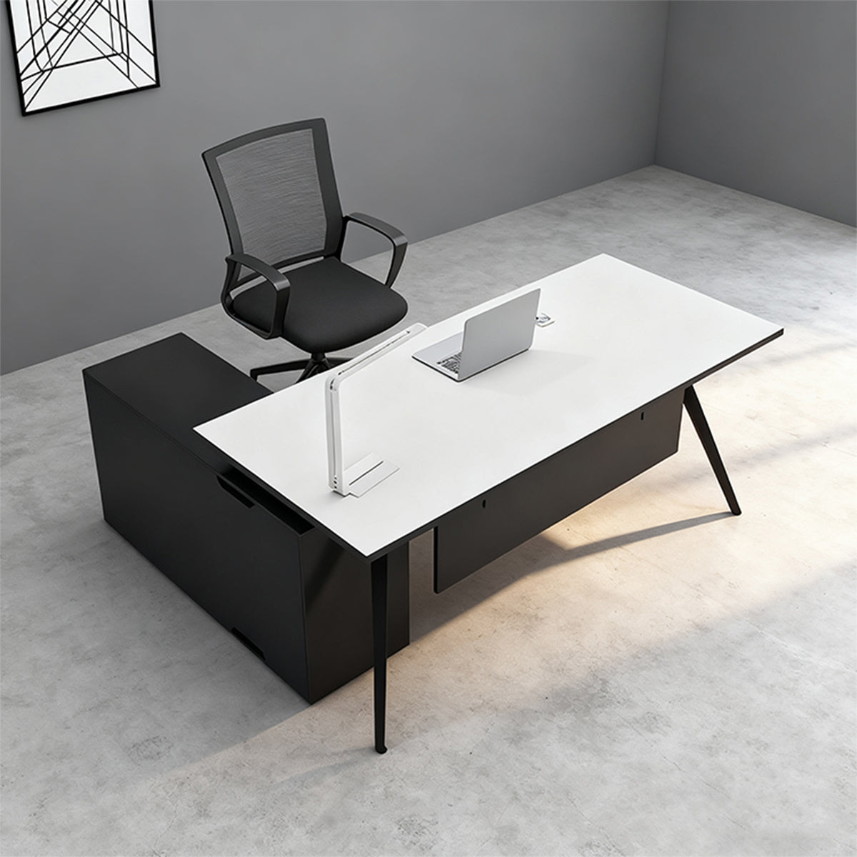 エグゼクティブデスク デスク オープン収納 サイドキャビネット 収納 エコ板材 広々天板 隠し型 カスタマイズ可能 LBZ-T127