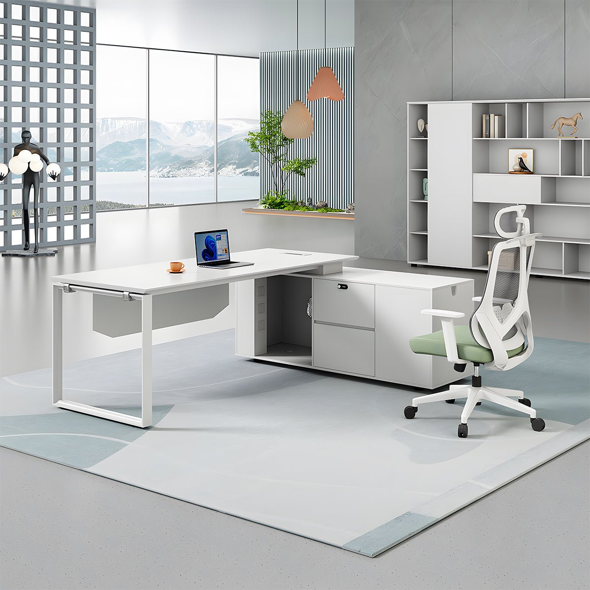 社長デスク 社長用 デスク オフィス 収納 スチール脚 パーティション シンプル 多機能 カスタマイズ可能 MG-LBZ-LLS01