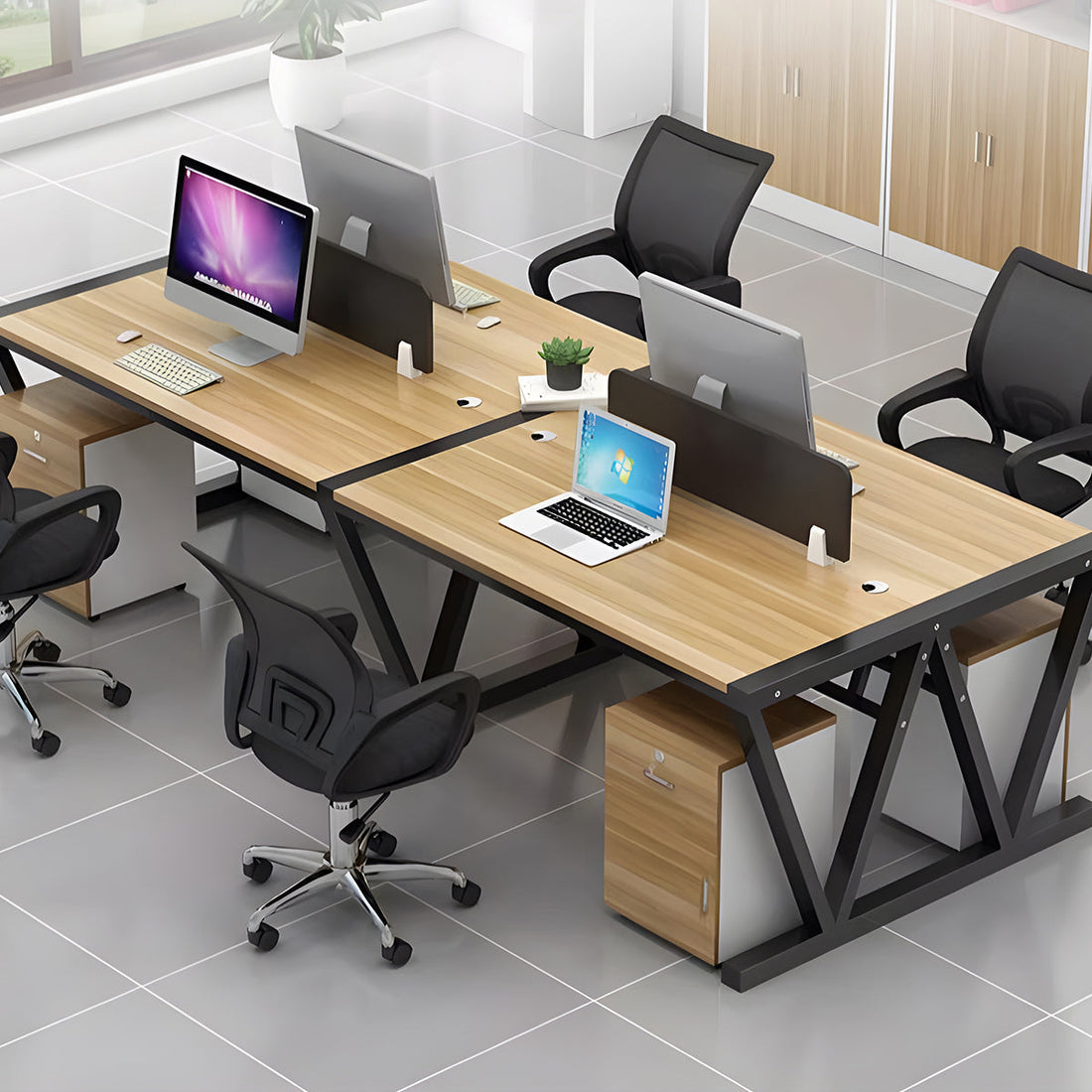 オフィスデスク ワークデスク パソコンデスク デスク エコ素材 スチールフレーム パネル エッジ加工 配線孔 KAGUSHOP