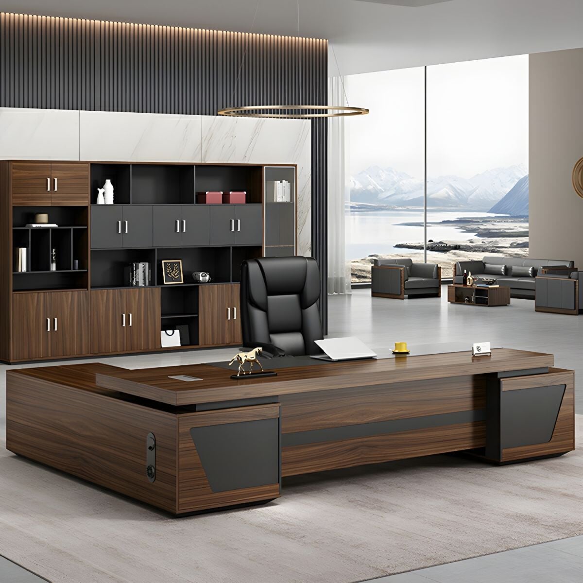 放熱穴付き ダイヤル錠付き エコ板材 無臭 重厚感 高級感 エグゼクティブデスク 社長机 オフィスデスク 人間工学 厚みがある 広々とした天板 ワイド カスタマイズ可能 LBZ-T042 tomokagu