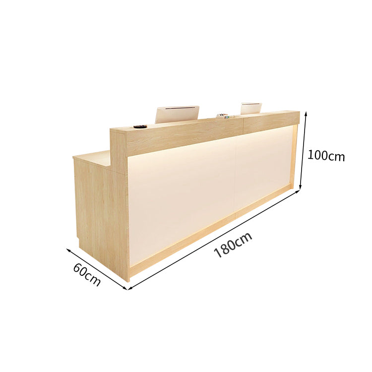モダン シンプル 明るい 受付カウンター 受付台 収納 引き出し 扉付き LEDライト 配線孔 JDT-2214