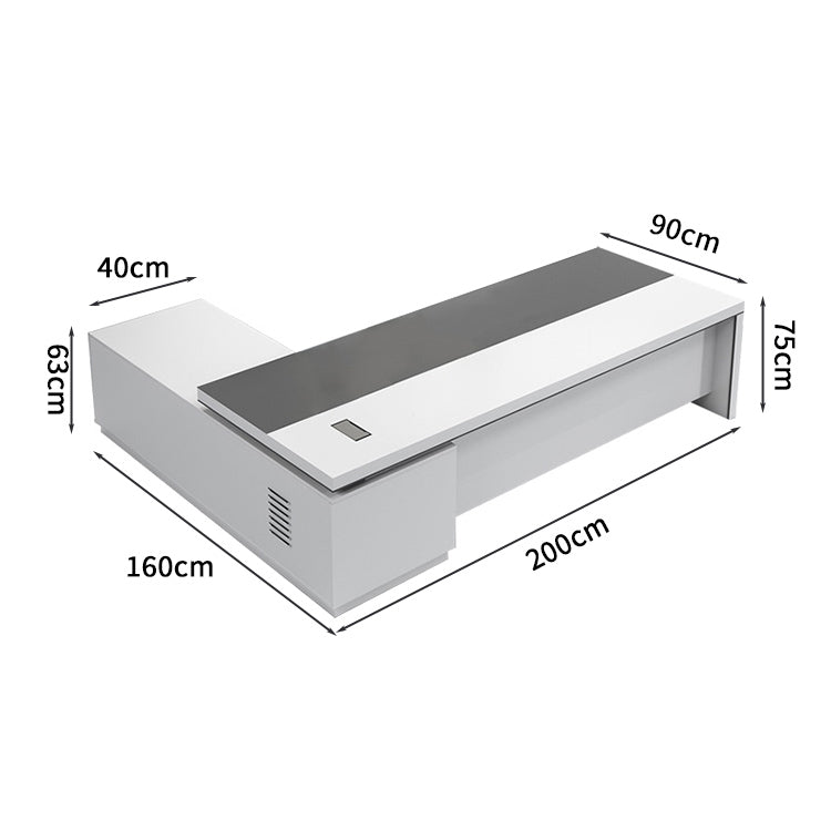 社長デスク エグゼクティブデスク オフィスデスク プレジデントデスク メラミン化粧板 エコ素材 チェア サイドキャビネット 機能性 高品質 配線孔 カスタマイズ可能 LBZ-S013 KAGUSHOP