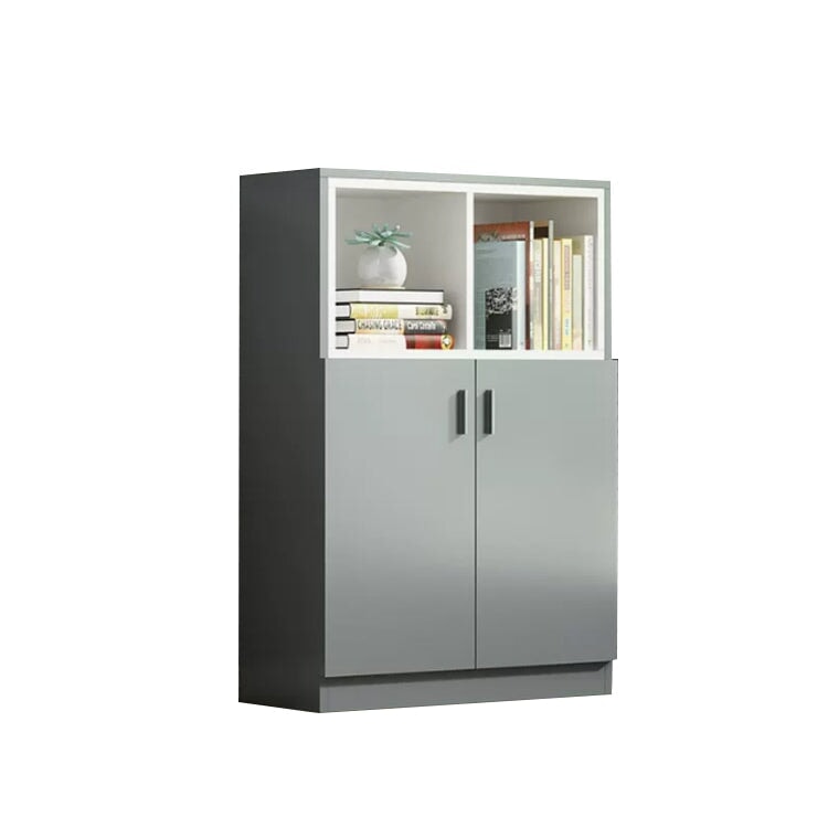 スクエアキャビネット 木製書庫 キャビネット オープン収納 扉付きキャビネット 家具 インテリア お洒落 グレー ホワイト CWG-M-036