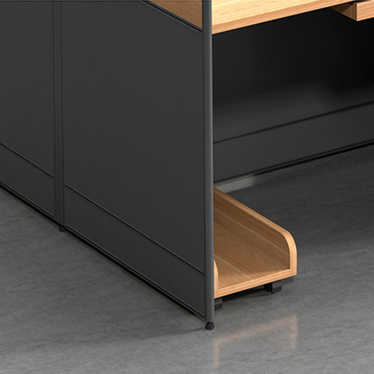 チェスト付き 移動可能 配線穴キャップ 集中力向上 デスク オフィスデスク コンセント増設可能 シンプル 実用 ナチュラル カスタマイズ可能 BGZ-K-229