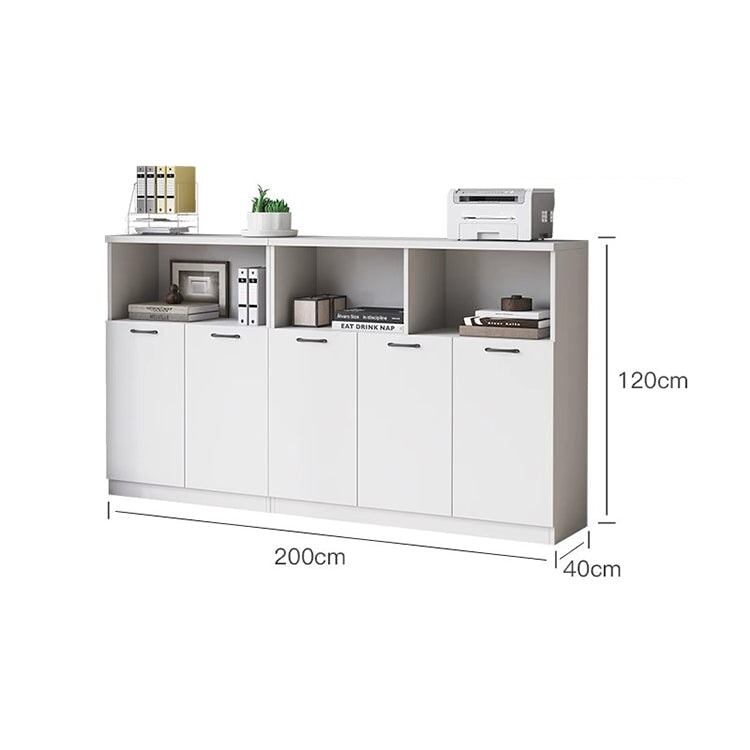 収納キャビネット 収納棚 収納ラック 整理棚 キャビネット オフィス用 リビング収納 扉付き 木製 ロータイプ ホワイト ウォールナット カスタマイズ可能 CWG-K012 - tomokagu