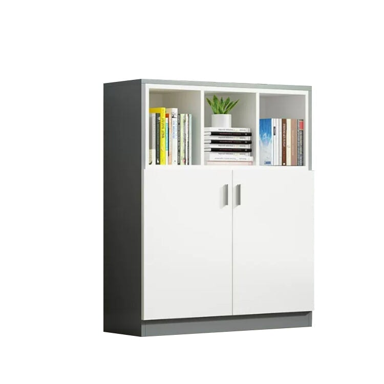 スクエアキャビネット 木製書庫 キャビネット オープン収納 扉付きキャビネット 家具 インテリア お洒落 グレー ホワイト CWG-M-036