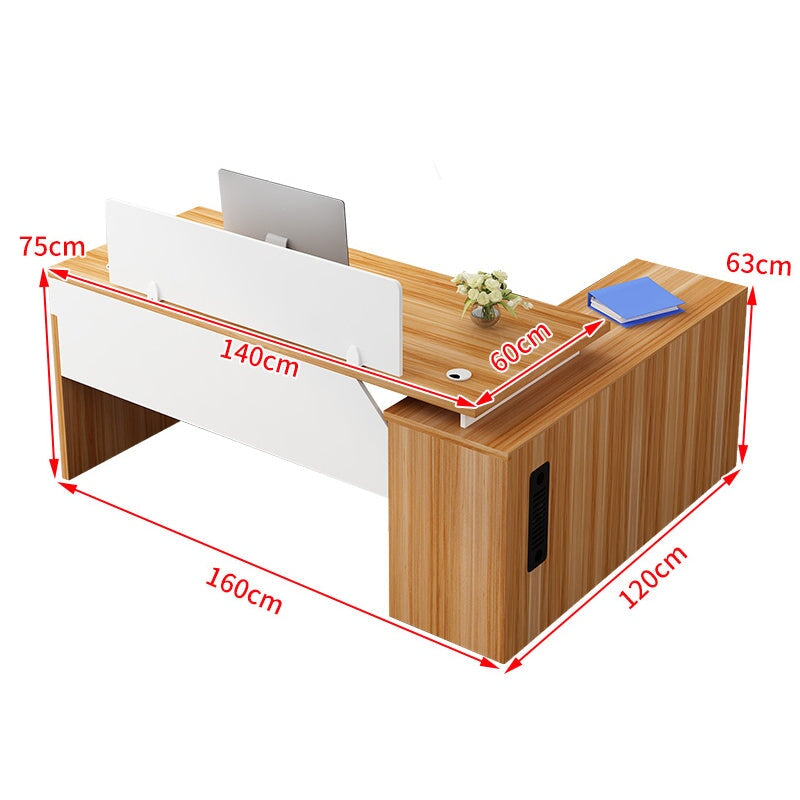 ダブル配線孔付き トップパネル付き サイドキャビネット付き 鍵付き 事務机 オフィスデスク ワークデスク パソコンデスク 会社用 事務所用 シンプル 木目調 BGZ-T082 tomokagu