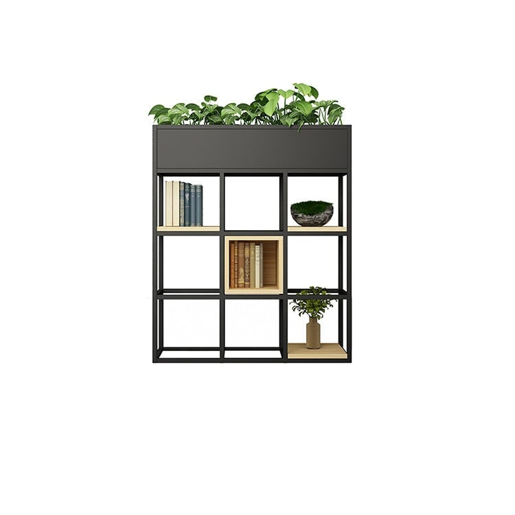 パーテーション オフィスラック シンプル 店舗用 天然木製 焼付塗装 アイアン製 収納スペース付き モダン ブラック ナチュラル カスタマイズ可能 metamall