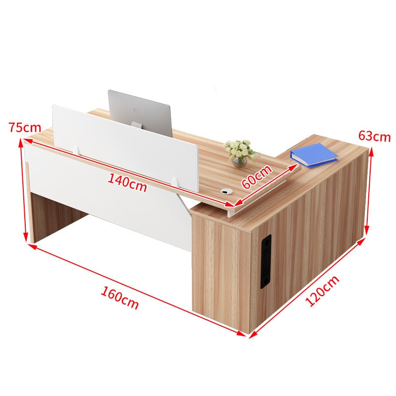 ダブル配線孔付き トップパネル付き サイドキャビネット付き 鍵付き 事務机 オフィスデスク ワークデスク パソコンデスク 会社用 事務所用 シンプル 木目調 BGZ-T082 tomokagu