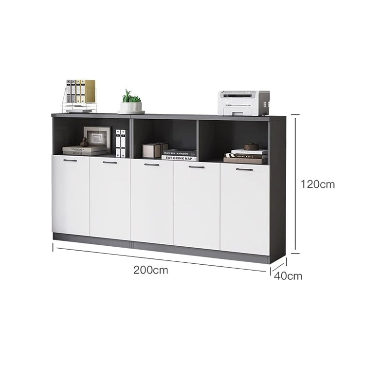 収納キャビネット 収納棚 収納ラック 整理棚 キャビネット オフィス用 リビング収納 扉付き 木製 ロータイプ ホワイト ウォールナット カスタマイズ可能 CWG-K012 - tomokagu