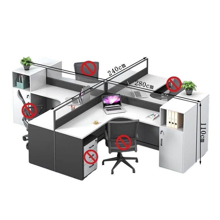 オフィスデスク ワークデスク 事務用デスク パソコンデスク デスク トップパネル サイドキャビネット 大容量収納 ホワイト カスタマイズ可能 BGZ-209 - kaguyasu