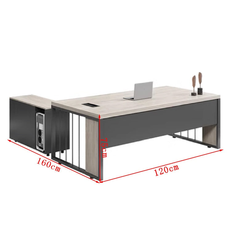 高耐荷重 幕板付き 配線ボックス付き エコ板材 社長デスク 社長机 事務所 広々とした天板 変形しにくい ウォールナット グレー 社長室 オーク カスタマイズ可能 LBZ-T037 tomokagu