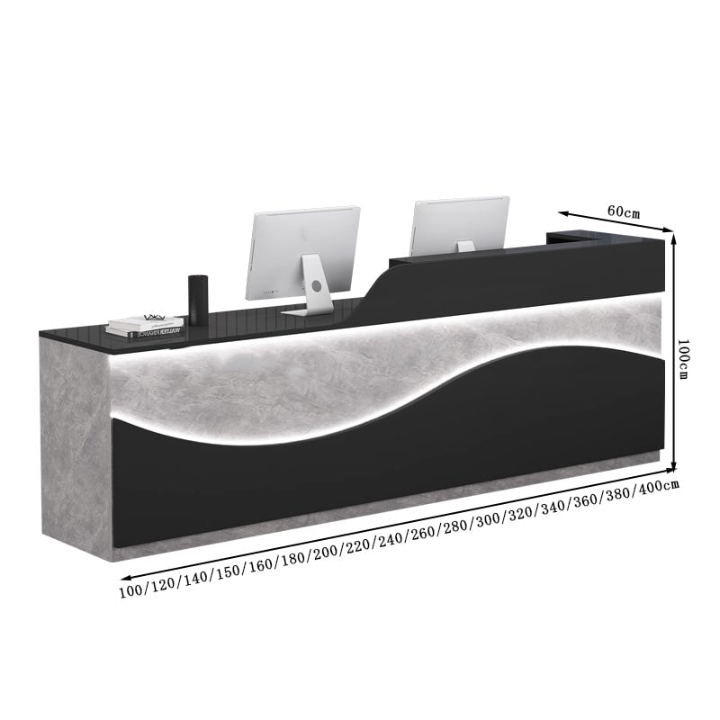 キーボードトレイ付き 収納機能 高級感 業務用 会社用 木製受付カウンター レセプションデスク レジカウンター 受付カウンター ホワイトマーブル JDT-T115 tomokagu