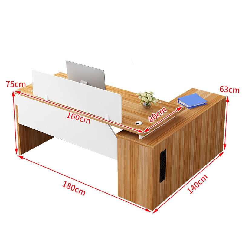 ダブル配線孔付き トップパネル付き サイドキャビネット付き 鍵付き 事務机 オフィスデスク ワークデスク パソコンデスク 会社用 事務所用 シンプル 木目調 BGZ-T082 tomokagu