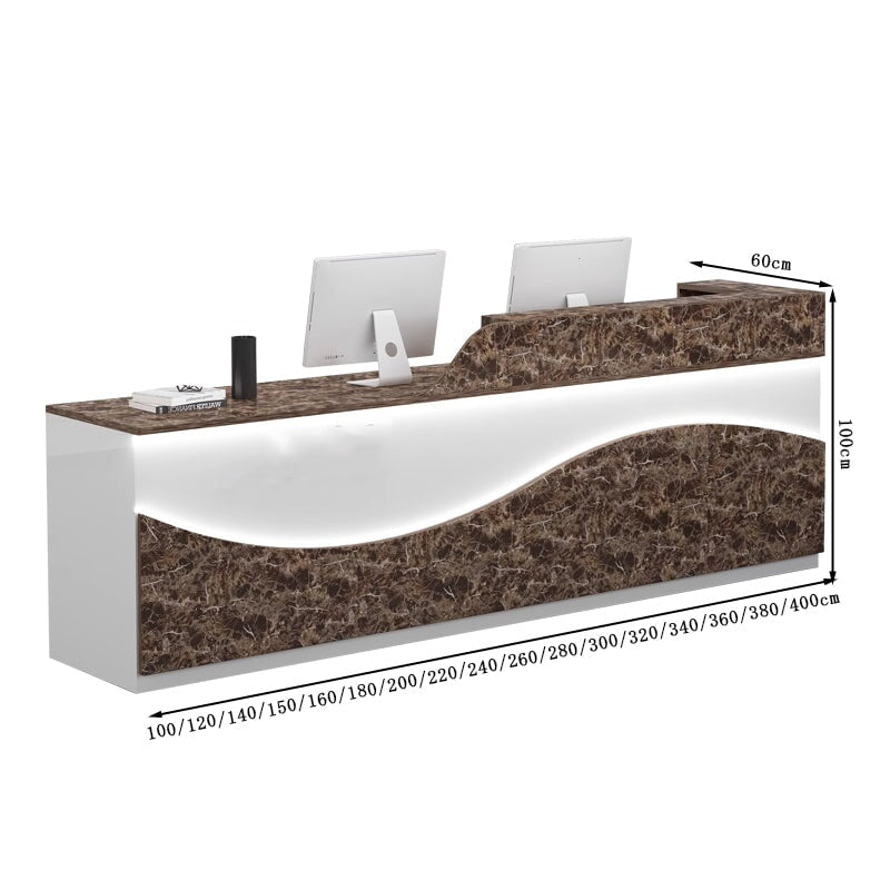 キーボードトレイ付き 収納機能 高級感 業務用 会社用 木製受付カウンター レセプションデスク レジカウンター 受付カウンター ホワイトマーブル JDT-T115 tomokagu