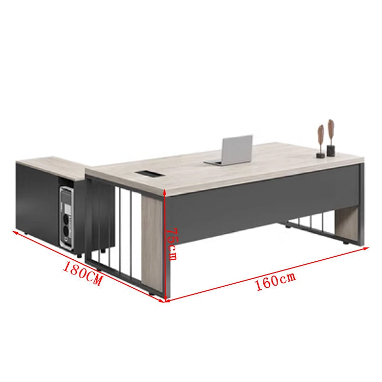 高耐荷重 幕板付き 配線ボックス付き エコ板材 社長デスク 社長机 事務所 広々とした天板 変形しにくい ウォールナット グレー 社長室 オーク カスタマイズ可能 LBZ-T037 tomokagu