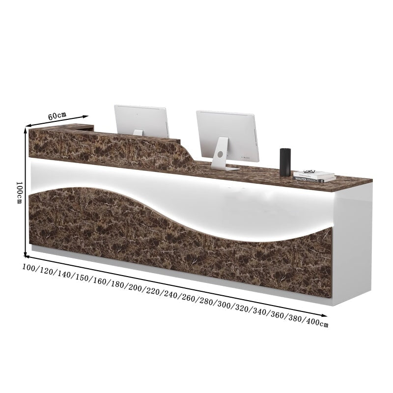 キーボードトレイ付き 収納機能 高級感 業務用 会社用 木製受付カウンター レセプションデスク レジカウンター 受付カウンター ホワイトマーブル JDT-T115 tomokagu