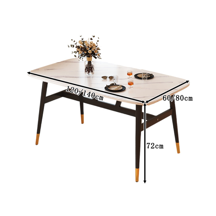 金メッキ 炭素鋼フレーム 安定感抜群 マーブル調 ダイニングテーブル 食卓テーブル 木製テーブル 4人席 角丸型 おしゃれ ホワイトマーブル CZ-T040 tomokagu